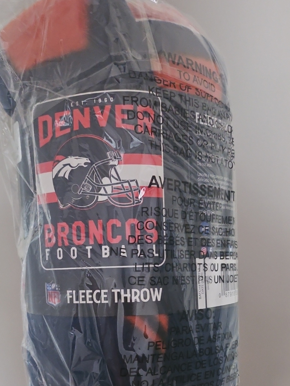NFL Broncos Black & Orange Fleece Throw